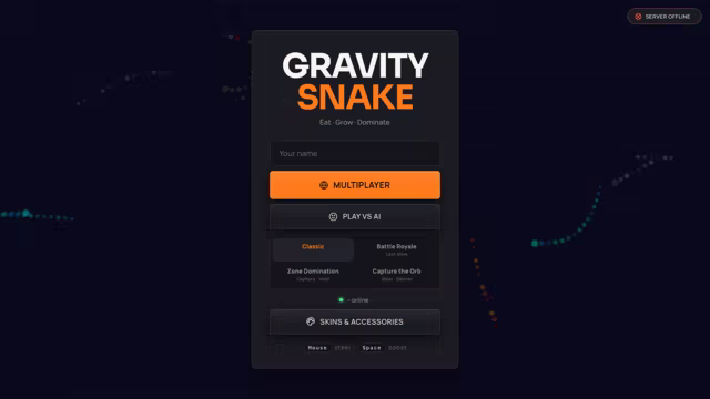 The Gravity Snake start menu