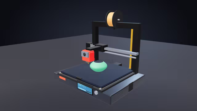 A printer finishing a green print